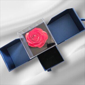 Eternal Red Rose Explosion‑Style Gift Box with Jewelry Drawer – 4" Cube  D.Blue